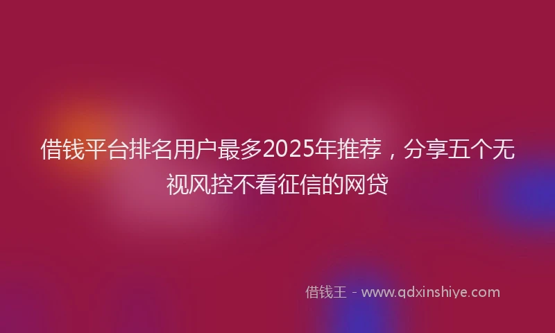借钱平台排名用户最多2025年推荐，分享五个无视风控不看征信的网贷