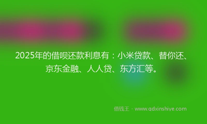 2025年的借呗还款利息有：小米贷款、替你还、京东金融、人人贷、东方汇等。