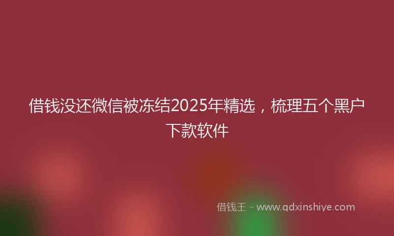 借钱没还微信被冻结2025年精选，梳理五个黑户下款软件