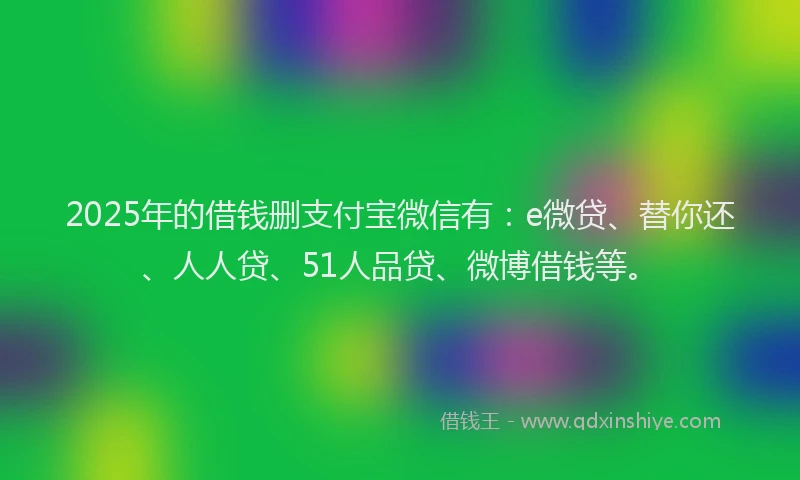 2025年的借钱删支付宝微信有：e微贷、替你还、人人贷、51人品贷、微博借钱等。