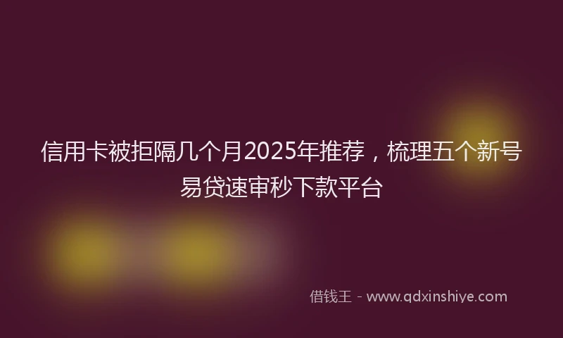 信用卡被拒隔几个月2025年推荐，梳理五个新号易贷速审秒下款平台