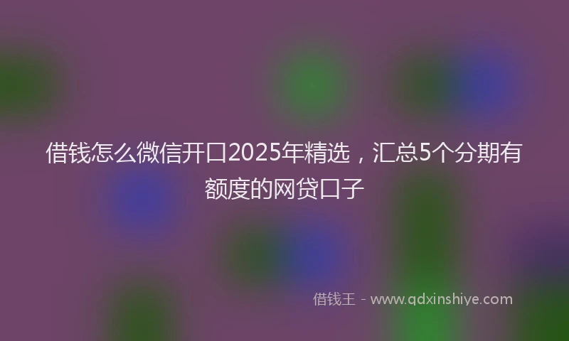 借钱怎么微信开口2025年精选，汇总5个分期有额度的网贷口子