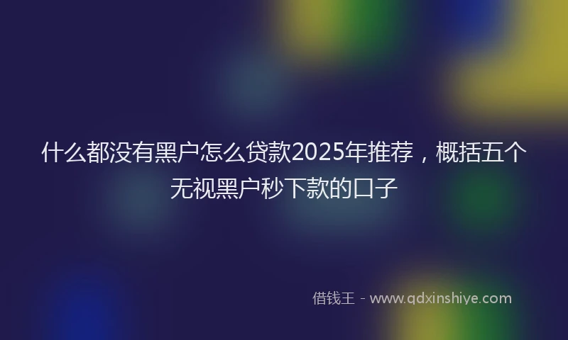 什么都没有黑户怎么贷款2025年推荐，概括五个无视黑户秒下款的口子