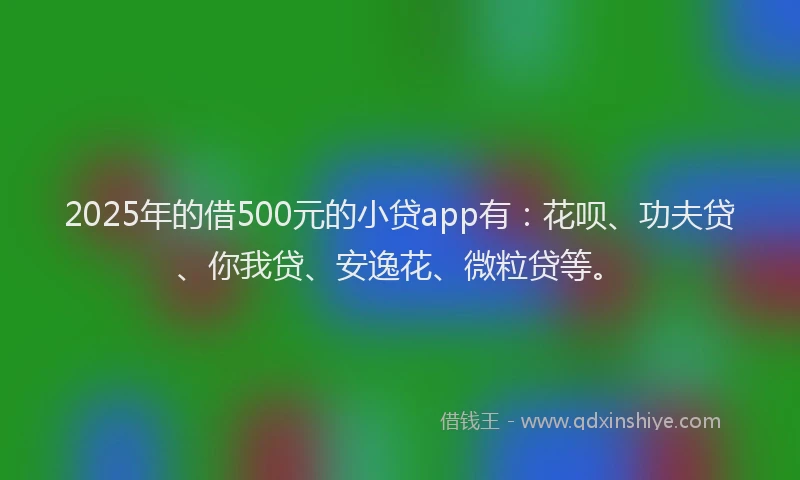 2025年的借500元的小贷app有：花呗、功夫贷、你我贷、安逸花、微粒贷等。