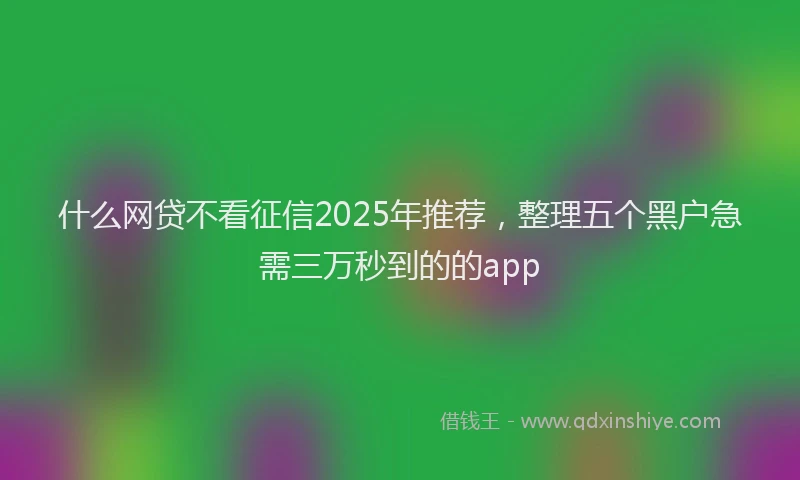 什么网贷不看征信2025年推荐，整理五个黑户急需三万秒到的的app