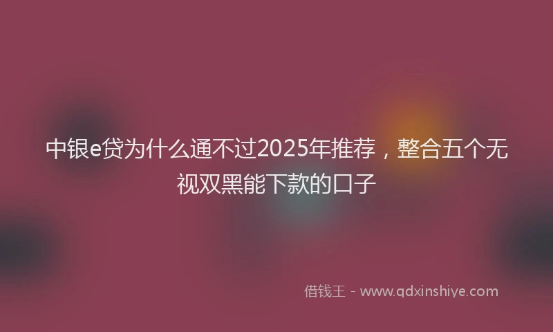 中银e贷为什么通不过2025年推荐，整合五个无视双黑能下款的口子
