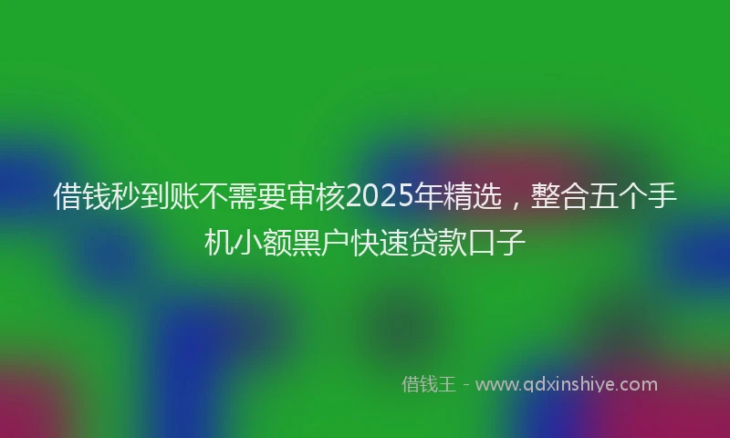 借钱秒到账不需要审核2025年精选，整合五个手机小额黑户快速贷款口子