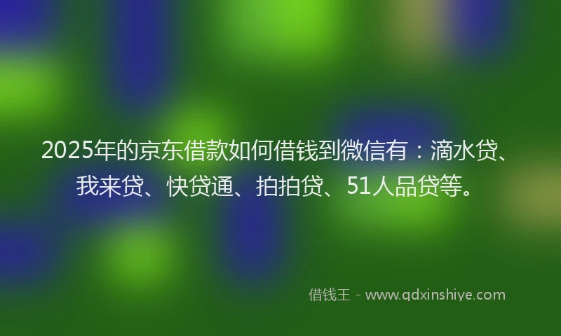 2025年的京东借款如何借钱到微信有：滴水贷、我来贷、快贷通、拍拍贷、51人品贷等。