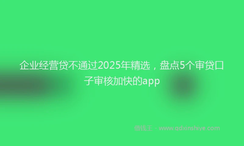 企业经营贷不通过2025年精选，盘点5个审贷口子审核加快的app