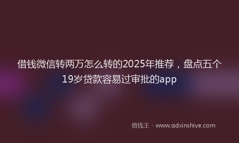 借钱微信转两万怎么转的2025年推荐，盘点五个19岁贷款容易过审批的app