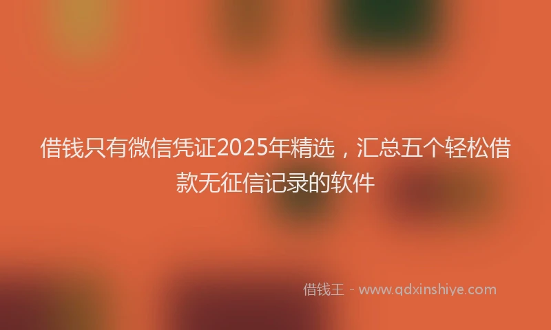 借钱只有微信凭证2025年精选，汇总五个轻松借款无征信记录的软件