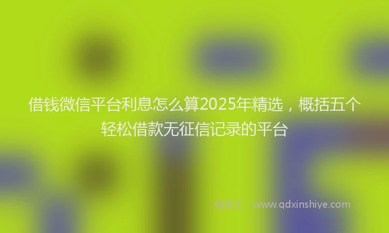借钱微信平台利息怎么算2025年精选，概括五个轻松借款无征信记录的平台