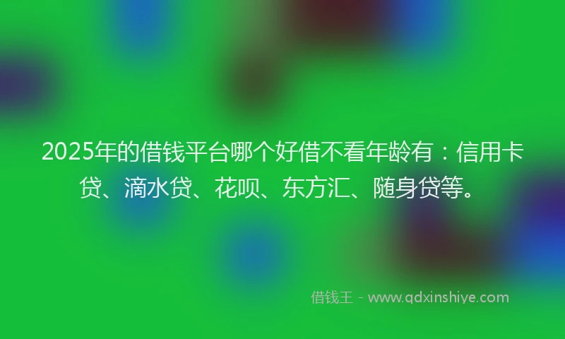 2025年的借钱平台哪个好借不看年龄有：信用卡贷、滴水贷、花呗、东方汇、随身贷等。