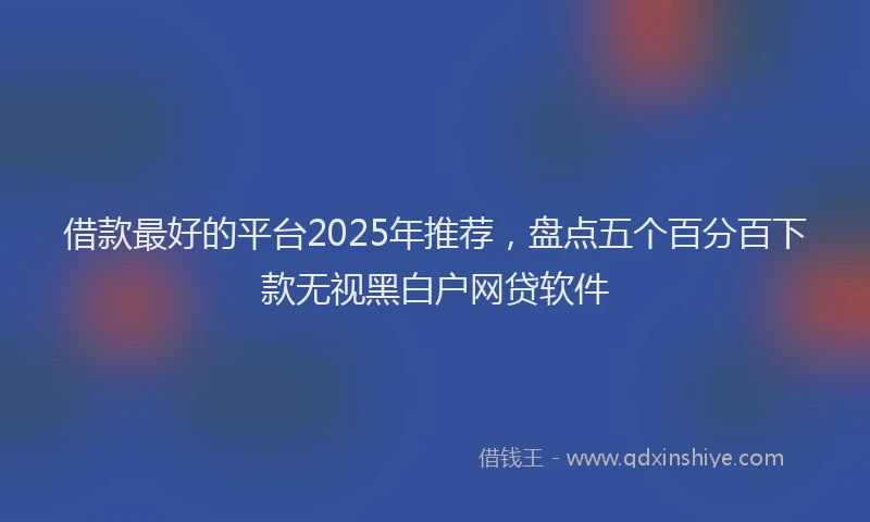 借款最好的平台2025年推荐，盘点五个百分百下款无视黑白户网贷软件