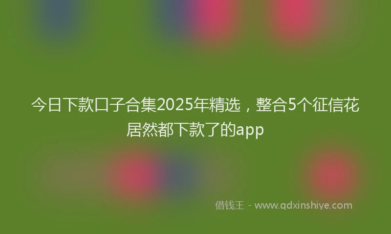 今日下款口子合集2025年精选，整合5个征信花居然都下款了的app
