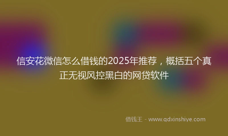 信安花微信怎么借钱的2025年推荐，概括五个真正无视风控黑白的网贷软件