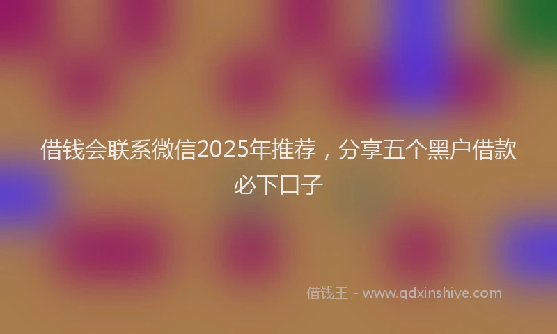 借钱会联系微信2025年推荐，分享五个黑户借款必下口子