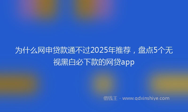 为什么网申贷款通不过2025年推荐，盘点5个无视黑白必下款的网贷app