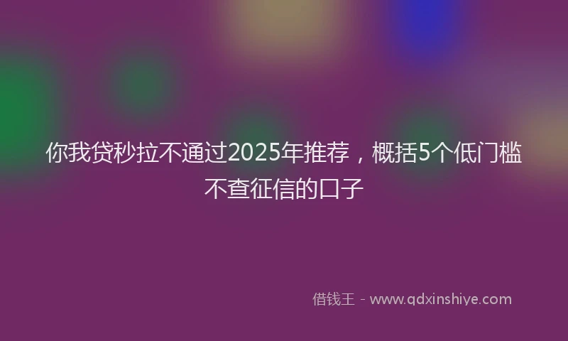 你我贷秒拉不通过2025年推荐，概括5个低门槛不查征信的口子