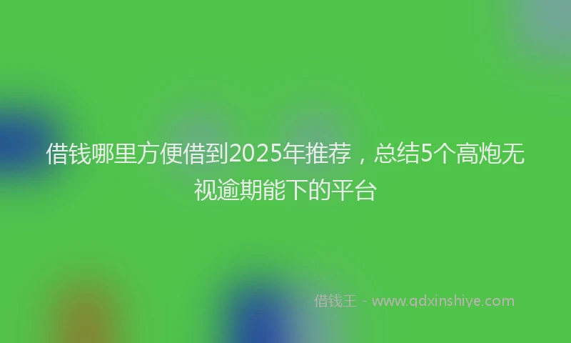 借钱哪里方便借到2025年推荐，总结5个高炮无视逾期能下的平台