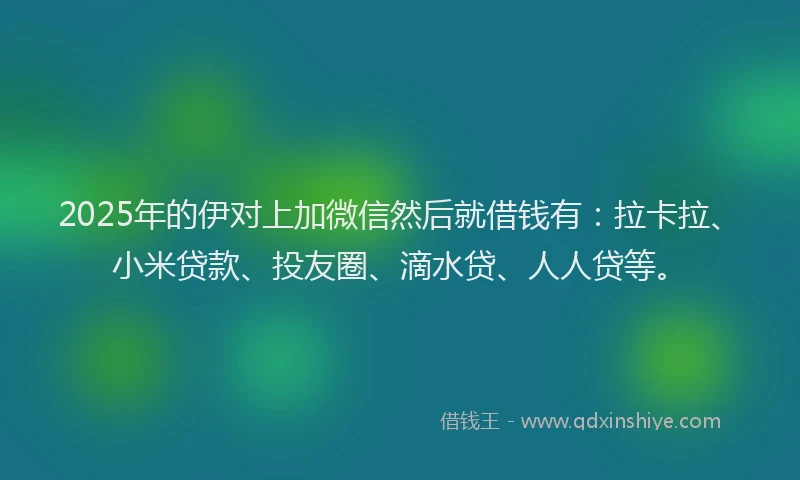 2025年的伊对上加微信然后就借钱有：拉卡拉、小米贷款、投友圈、滴水贷、人人贷等。