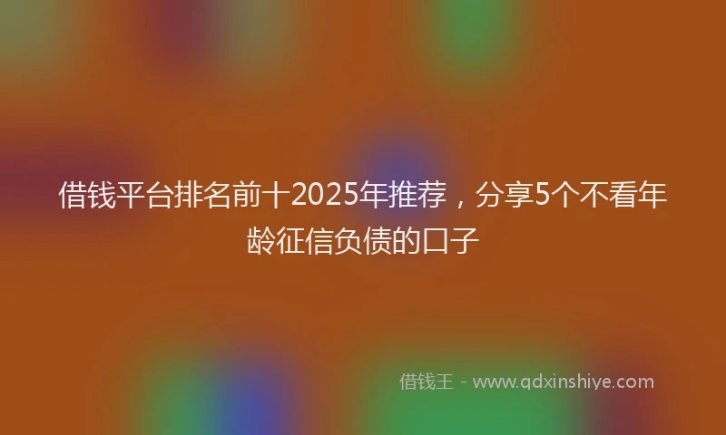 借钱平台排名前十2025年推荐，分享5个不看年龄征信负债的口子
