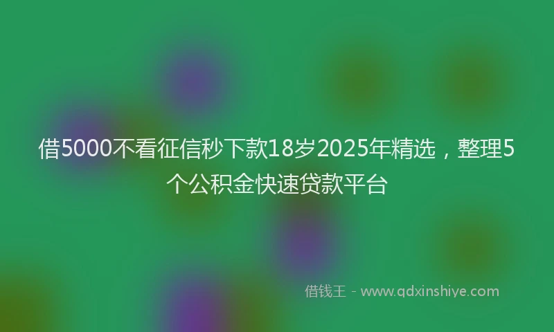借5000不看征信秒下款18岁2025年精选，整理5个公积金快速贷款平台