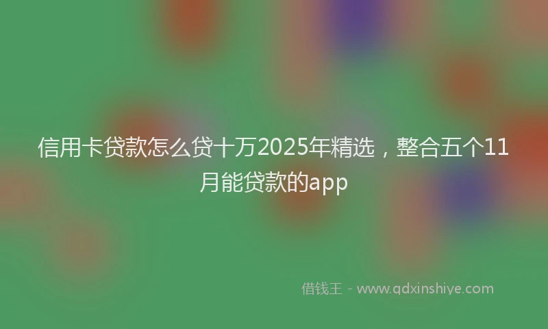 信用卡贷款怎么贷十万2025年精选，整合五个11月能贷款的app