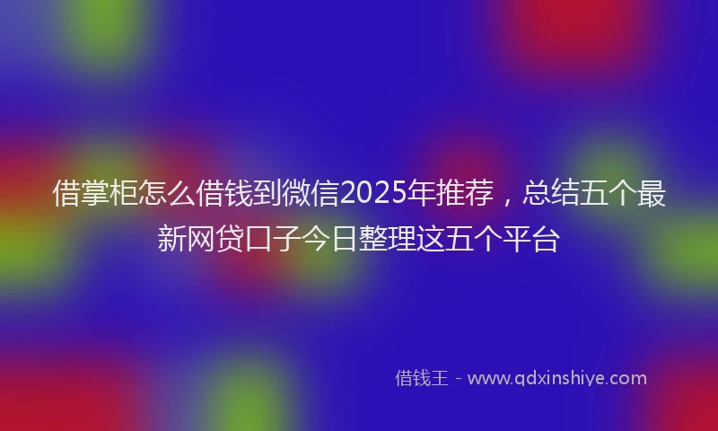 借掌柜怎么借钱到微信2025年推荐，总结五个最新网贷口子今日整理这五个平台