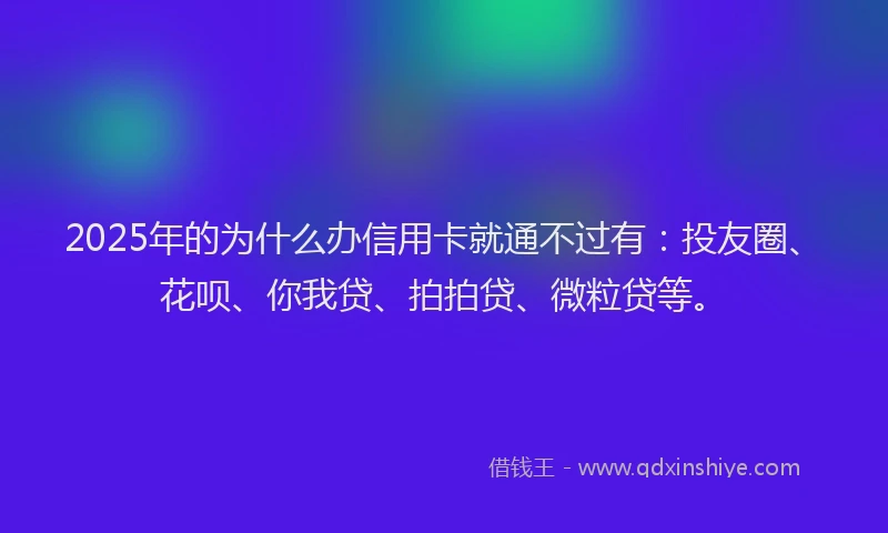 2025年的为什么办信用卡就通不过有：投友圈、花呗、你我贷、拍拍贷、微粒贷等。