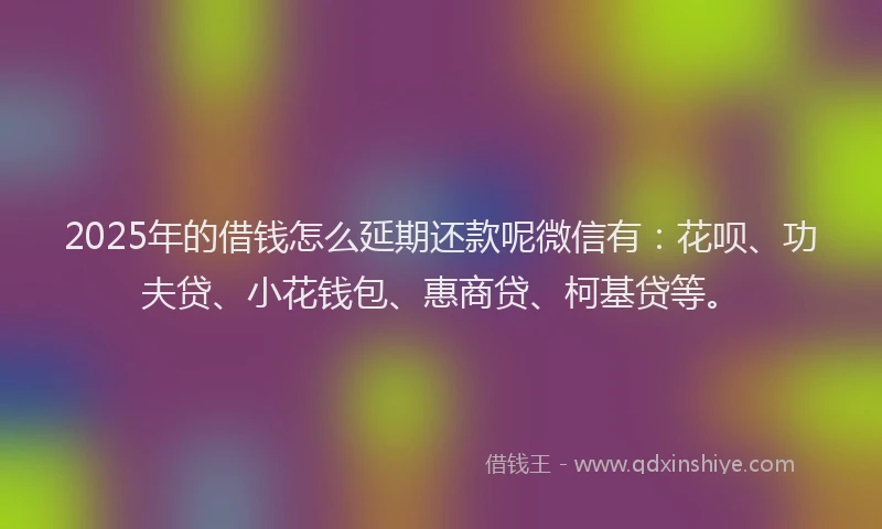 2025年的借钱怎么延期还款呢微信有：花呗、功夫贷、小花钱包、惠商贷、柯基贷等。