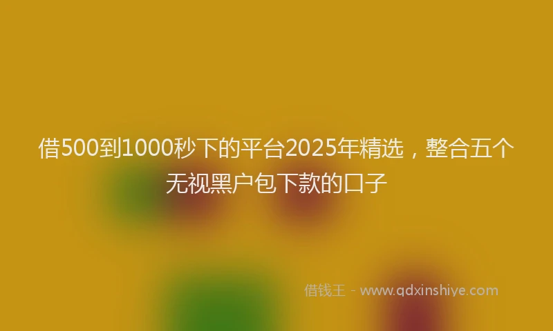 借500到1000秒下的平台2025年精选，整合五个无视黑户包下款的口子