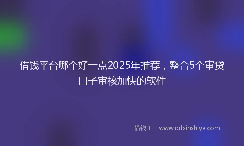 借钱平台哪个好一点2025年推荐，整合5个审贷口子审核加快的软件
