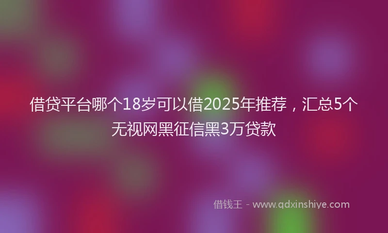 借贷平台哪个18岁可以借2025年推荐，汇总5个无视网黑征信黑3万贷款