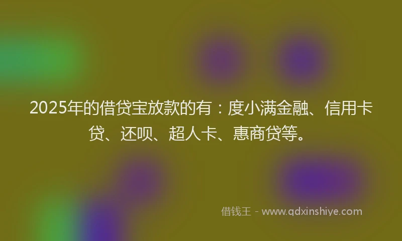 2025年的借贷宝放款的有：度小满金融、信用卡贷、还呗、超人卡、惠商贷等。