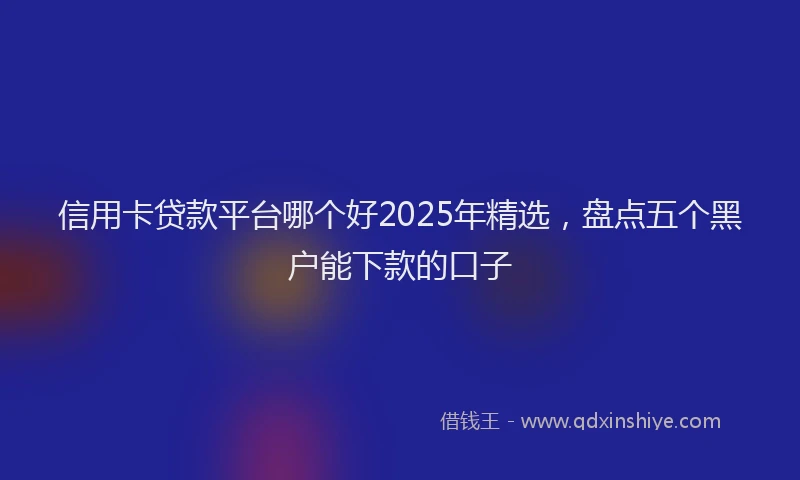 信用卡贷款平台哪个好2025年精选，盘点五个黑户能下款的口子