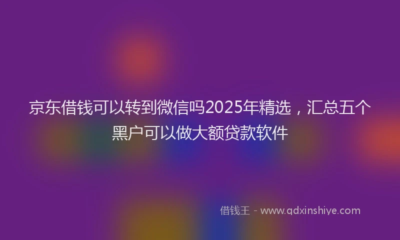 京东借钱可以转到微信吗2025年精选，汇总五个黑户可以做大额贷款软件