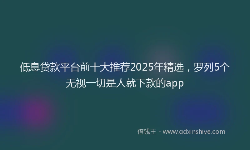 低息贷款平台前十大推荐2025年精选，罗列5个无视一切是人就下款的app