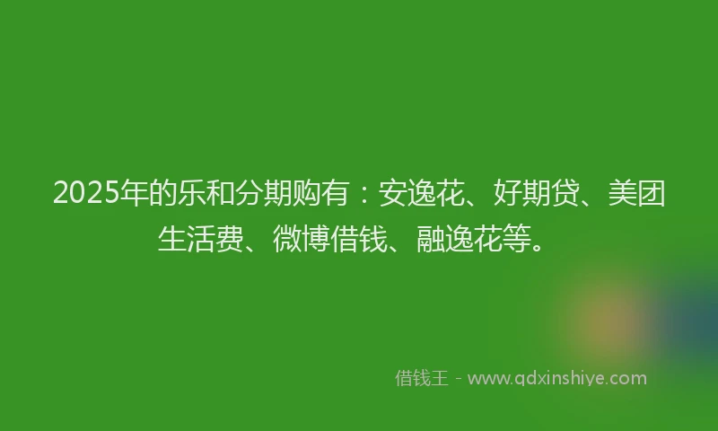 2025年的乐和分期购有：安逸花、好期贷、美团生活费、微博借钱、融逸花等。
