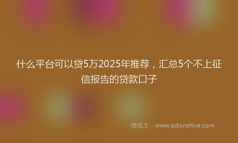 什么平台可以贷5万2025年推荐，汇总5个不上征信报告的贷款口子