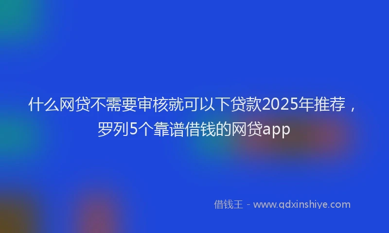 什么网贷不需要审核就可以下贷款2025年推荐，罗列5个靠谱借钱的网贷app