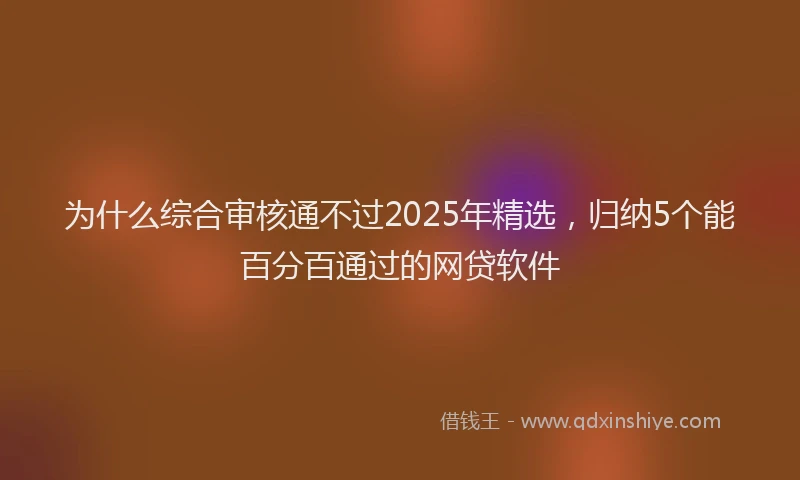 为什么综合审核通不过2025年精选，归纳5个能百分百通过的网贷软件