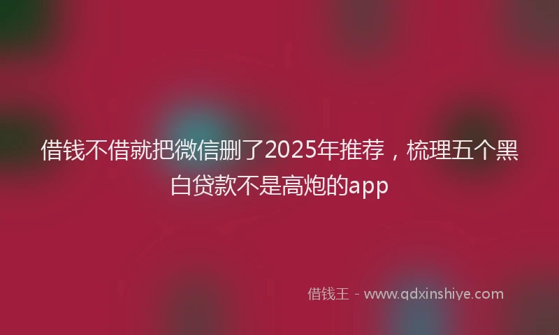 借钱不借就把微信删了2025年推荐，梳理五个黑白贷款不是高炮的app