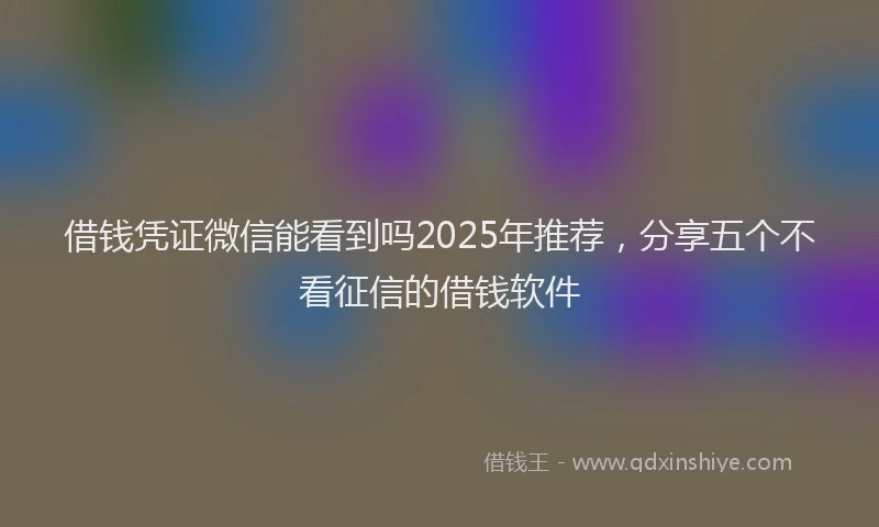 借钱凭证微信能看到吗2025年推荐，分享五个不看征信的借钱软件
