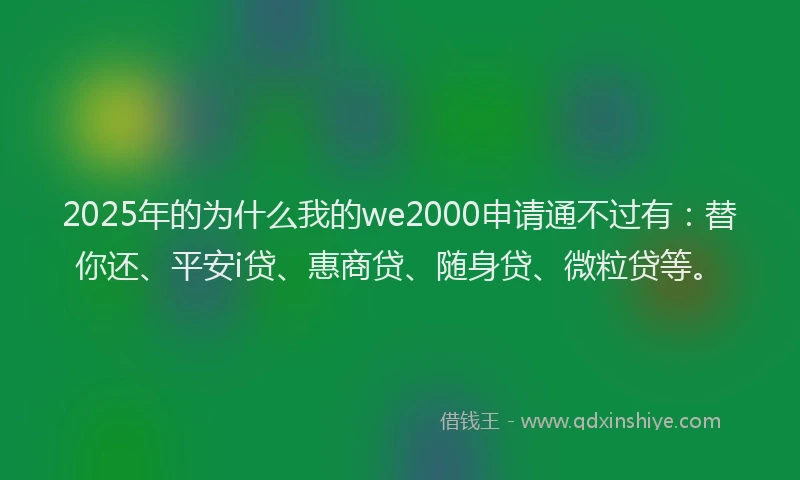 2025年的为什么我的we2000申请通不过有：替你还、平安i贷、惠商贷、随身贷、微粒贷等。