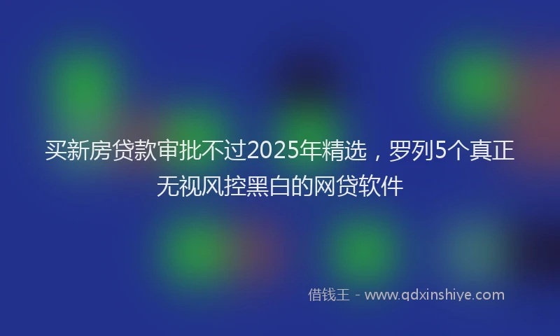 买新房贷款审批不过2025年精选，罗列5个真正无视风控黑白的网贷软件
