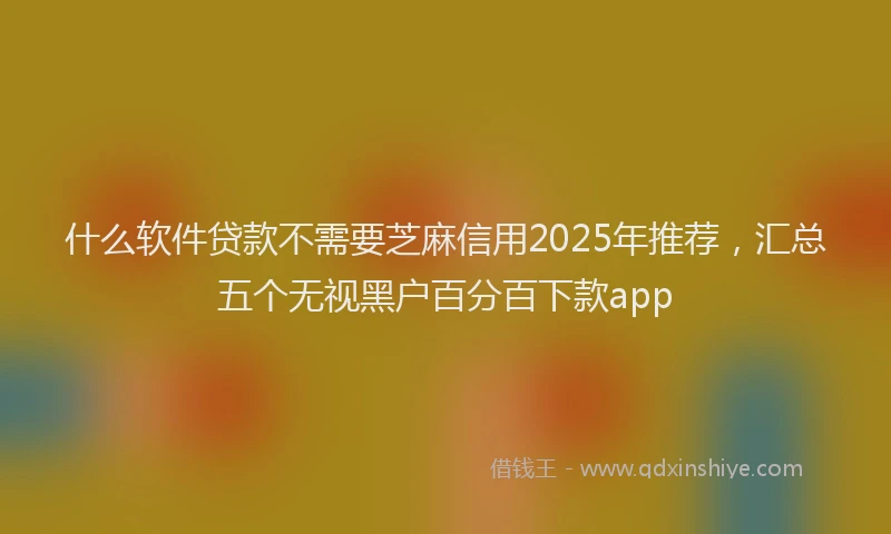 什么软件贷款不需要芝麻信用2025年推荐，汇总五个无视黑户百分百下款app