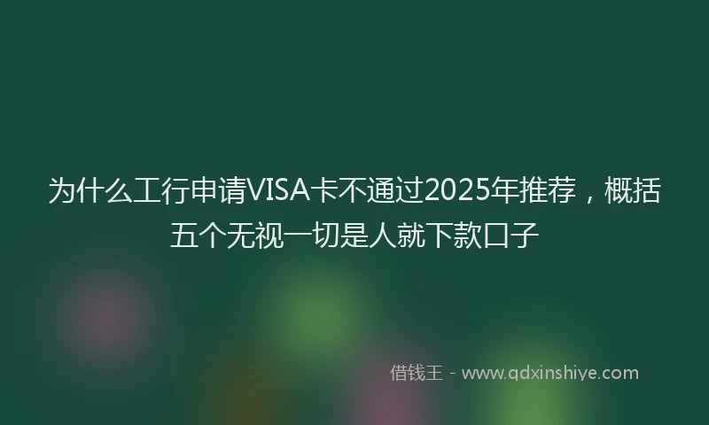 为什么工行申请VISA卡不通过2025年推荐，概括五个无视一切是人就下款口子