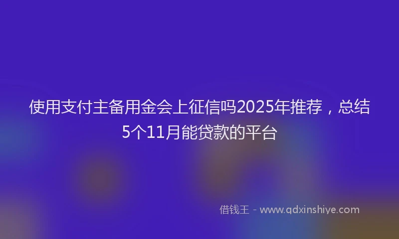 使用支付主备用金会上征信吗2025年推荐，总结5个11月能贷款的平台