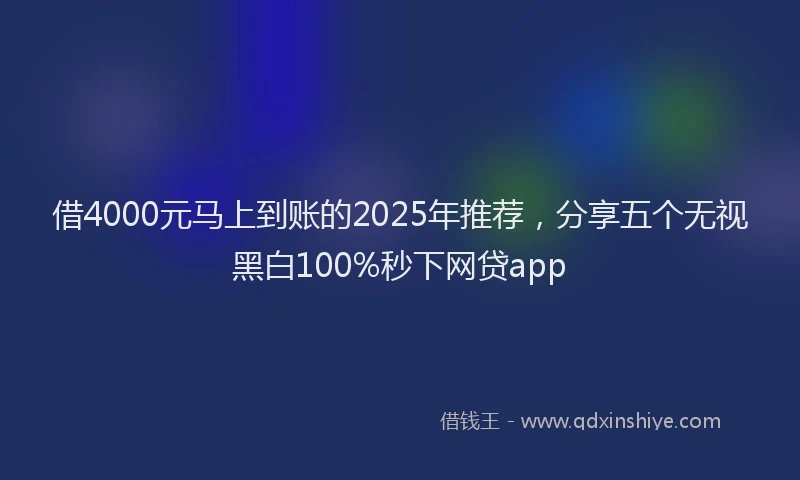 借4000元马上到账的2025年推荐，分享五个无视黑白100%秒下网贷app
